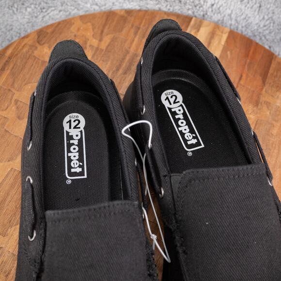 Propet Mens Viasol‎ Boat Shoes Black 12 E Wide Comfort Lightweight